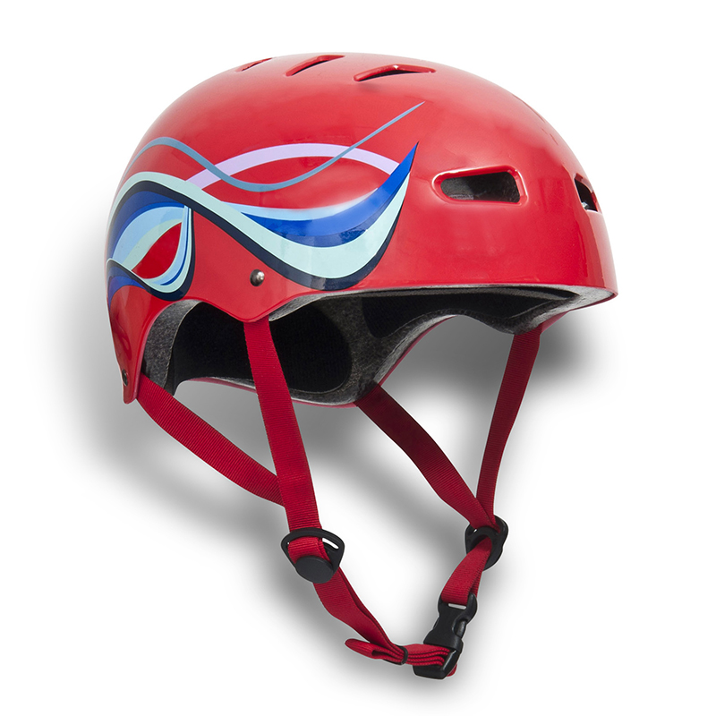 RED ABS SKATING PROTECTION HELMET WITH PATTERN