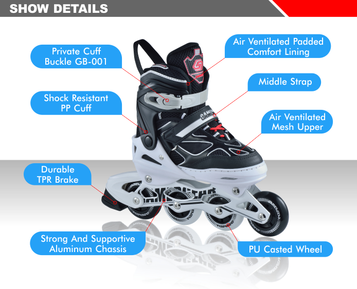 STRONG PP BREATHABLE LIGHT WEIGHT ADJUSTABLE INLINE SKATE 