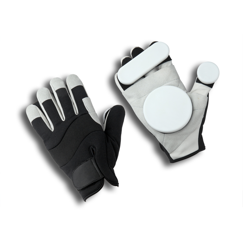 LEATHER LONGBOARD SKATING BLACK AND WHITE PROTECION GLOVES