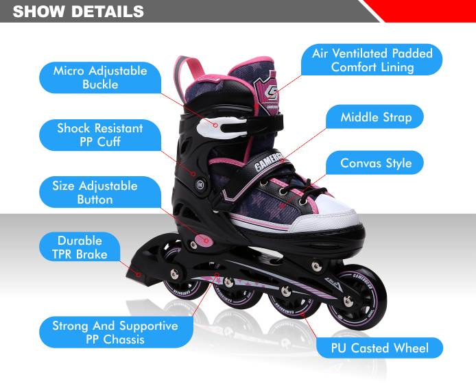 CASUAL CANVAS SOFT ADJUSTABLE STYLE INLINE SKATE 