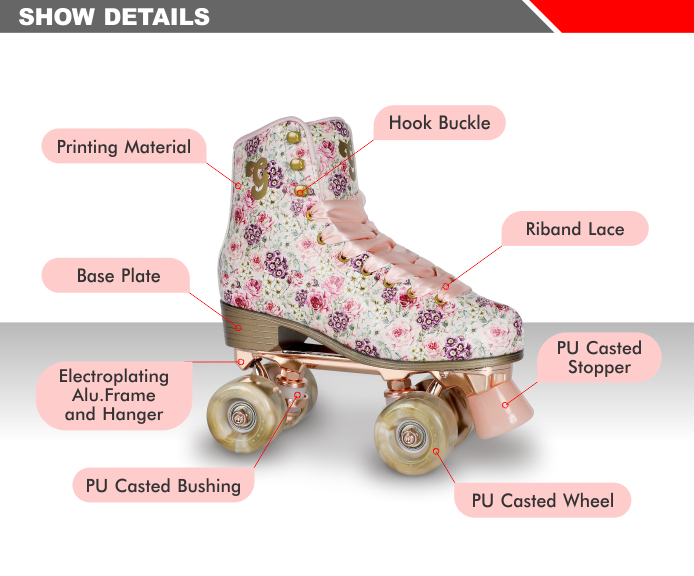 ODM PAINTED QUAD ROLLER SKATE WITH ELECTRONIC PLAIING CHASSIS