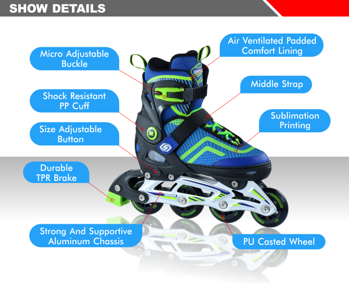 STRONG ALUMINUM CHASSIS FLY-KNITTED ADJUSTABLE INLINE SKATE 