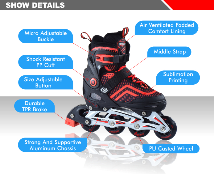 STRONG ALUMINUM CHASSIS FLY-KNITTED ADJUSTABLE INLINE SKATE 